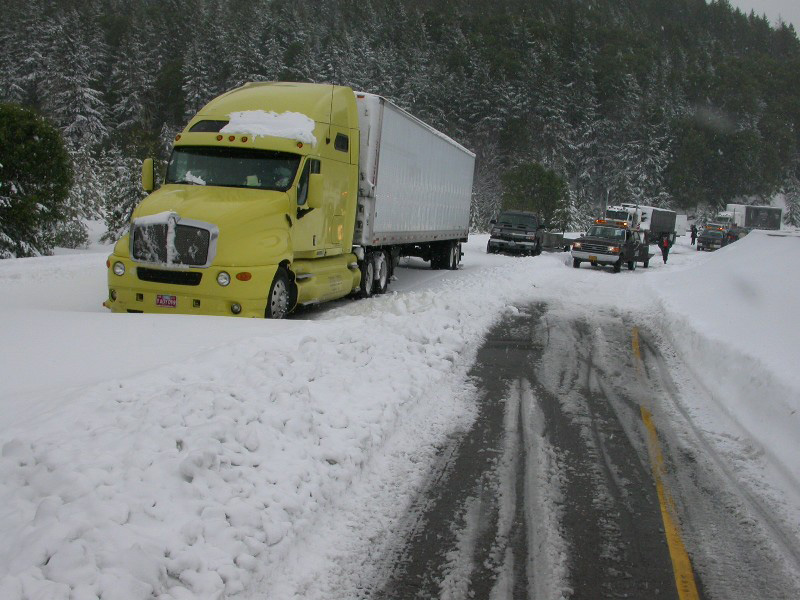 Winter Snow Trucking Accident on a Highway